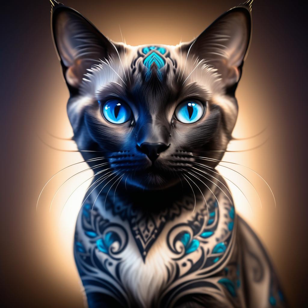 Stunning Tattooed Siamese Cat Portrait