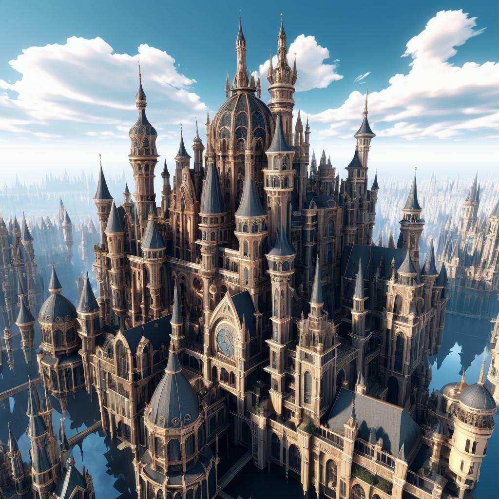 Majestic Floating Gothic City in the Sky