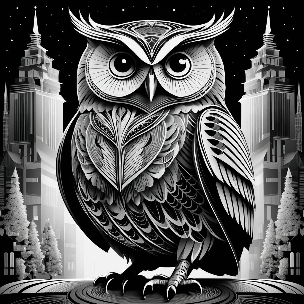 Detailed Owl Illustration in Sharp Focus