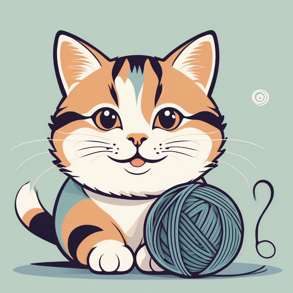 Charming Cartoonish Tabby Cat Illustration