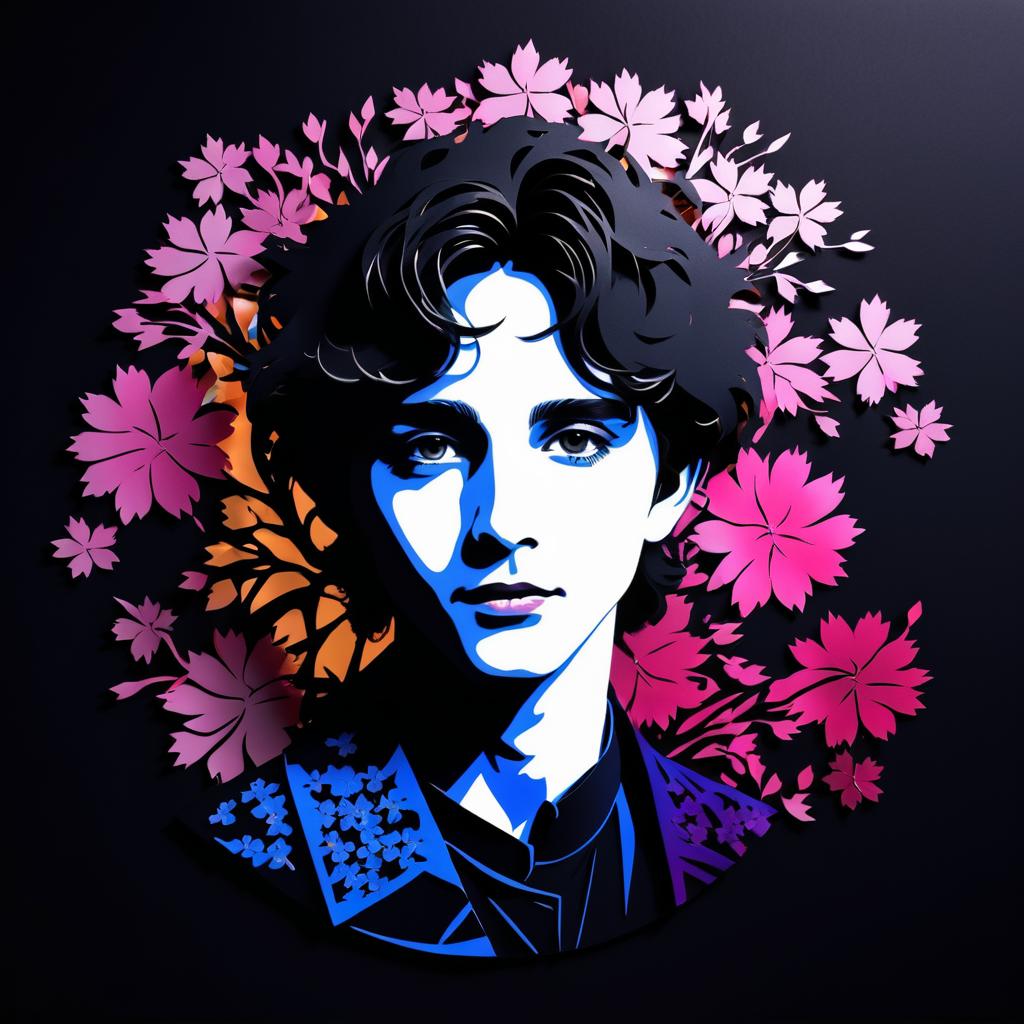 Timothée Chalamet Stencil Art with Sakura