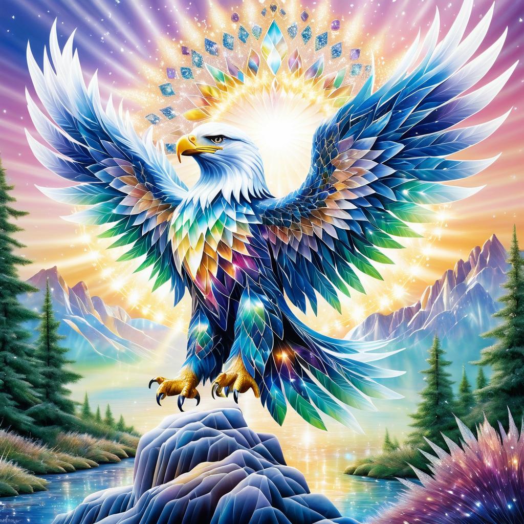 Gemstone Eagle in Fantasy Landscape