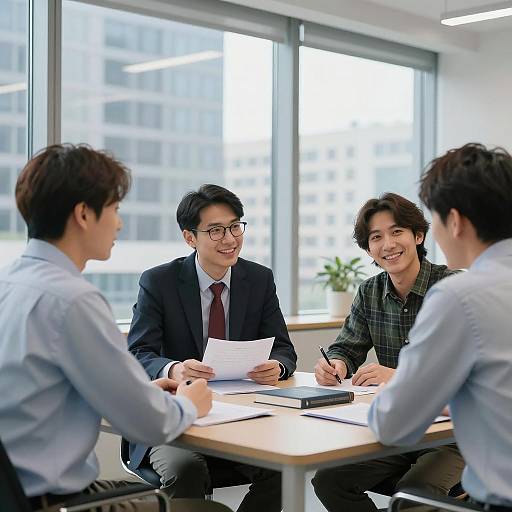 Business Discussion in Modern Office Setting