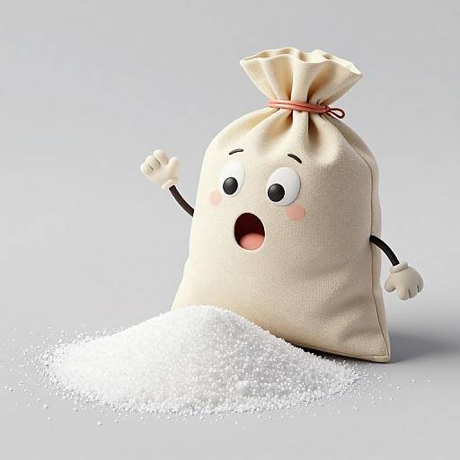 Surprised Cartoon Sugar Bag Character