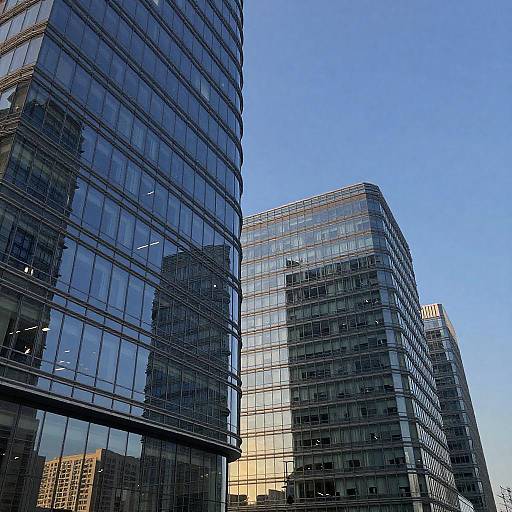 Modern Glass Office Buildings with Reflective Windows