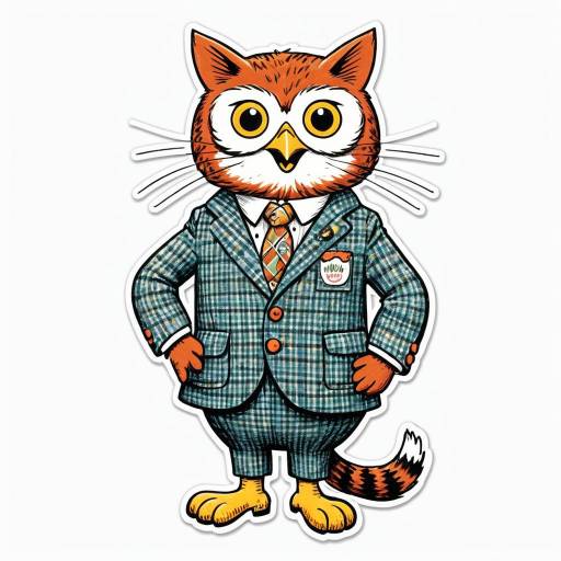 Anthropomorphic Owl in Tweed Suit Sticker