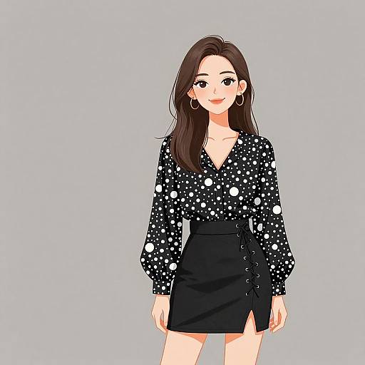 Smiling Woman in Casual Chic Outfit