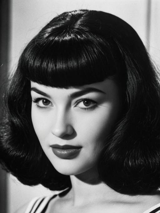 Woman with Bettie Page Bangs Portrait