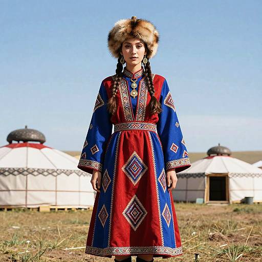 Kazakh Dress in Nomadic Camp