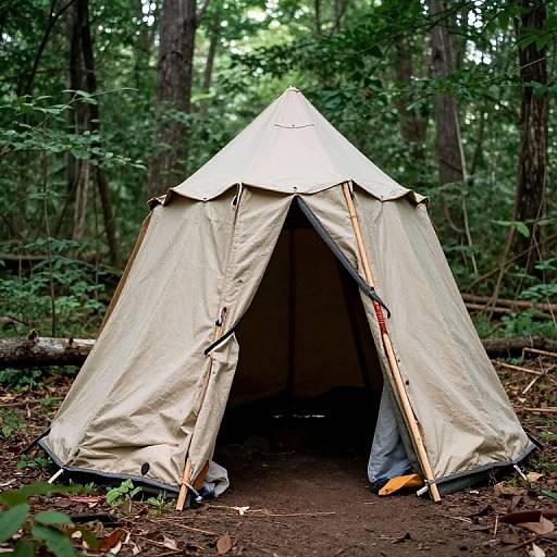 Camping in Homemade Shelter Woods