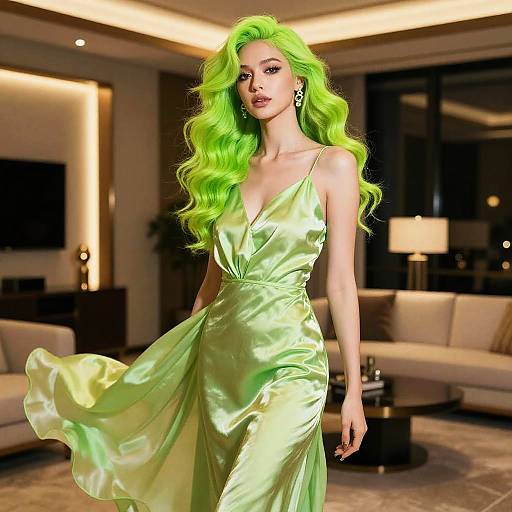 Neon Green Hair Fashion Editorial