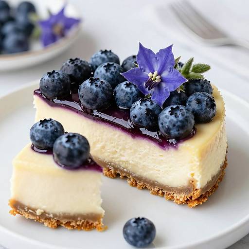 Blueberry and Borage Flower Cheesecake