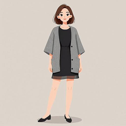 Smiling Woman in Layered Contemporary Outfit