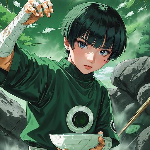 Illustration of Rock lee, naruto (series) in the style of Ohland