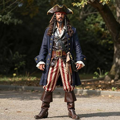 Man in Historical Pirate Costume Outdoors