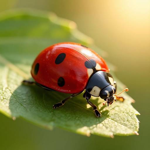 Macro Photo of Red Ladybug on Leaf