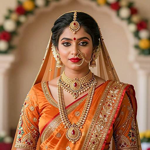 Elegant Indian Bride Portrait in Vibrant Colors