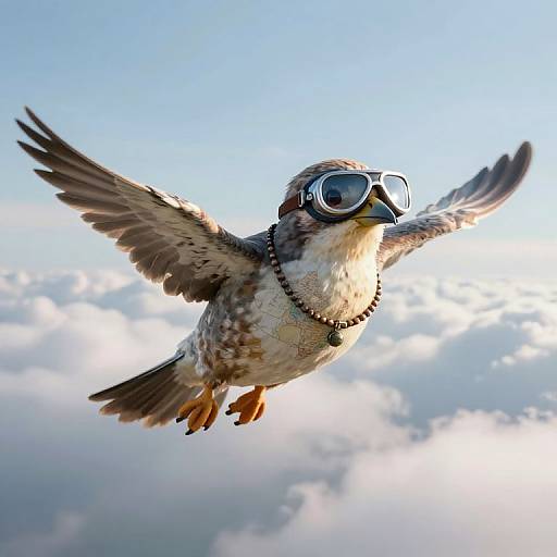 Avian Adventurer Soaring Through Clouds