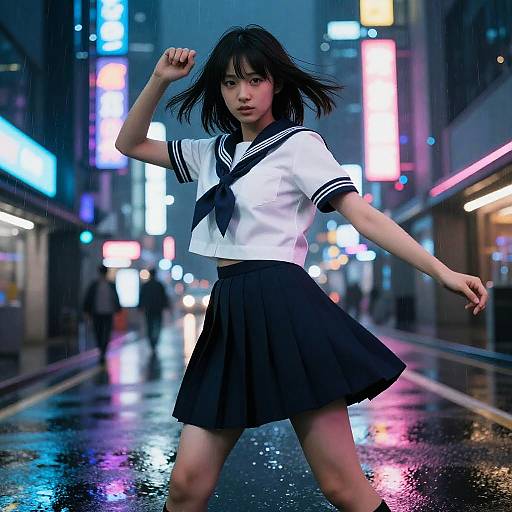 Futuristic Cyberpunk Japanese Schoolgirl