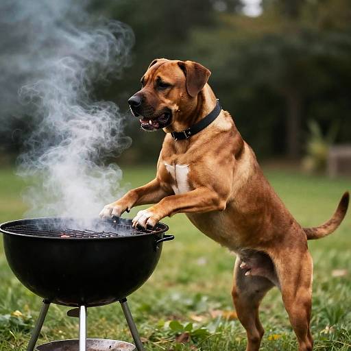 Muscular Dog Enjoying a Barbecue Treat