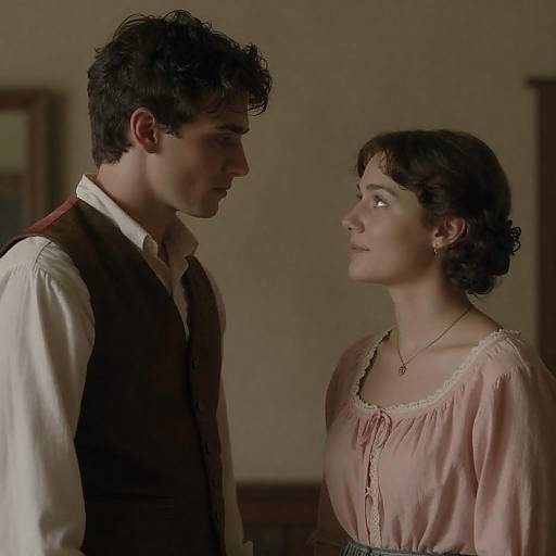 Warm Period Couple Portrait with Gaze