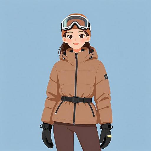 Smiling Woman in Brown Skiwear