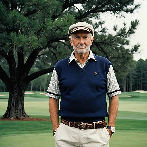 Realistic Portrait of an Old Golfer