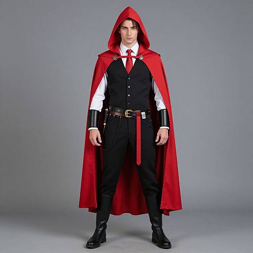 High-End Costume with Red Cape and Sword