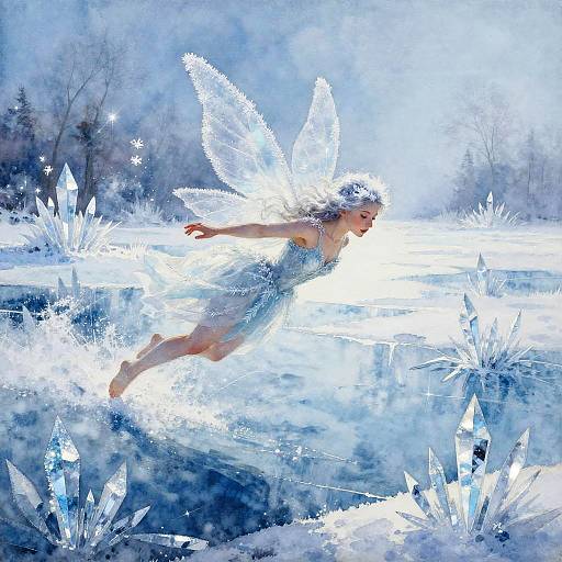 Ethereal Snow Fairy over Frozen Tundra