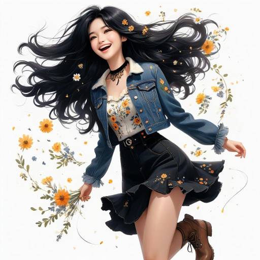 Whimsical Woman Spinning with Joy