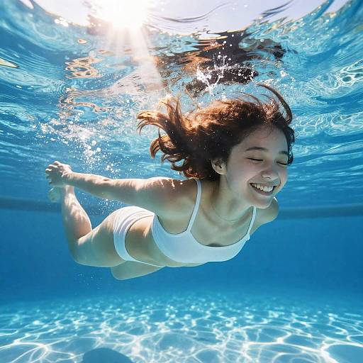 Joyful Teen Swimming Underwater Shojo