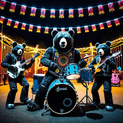 Vibrant Robot Bears Rocking in Playground