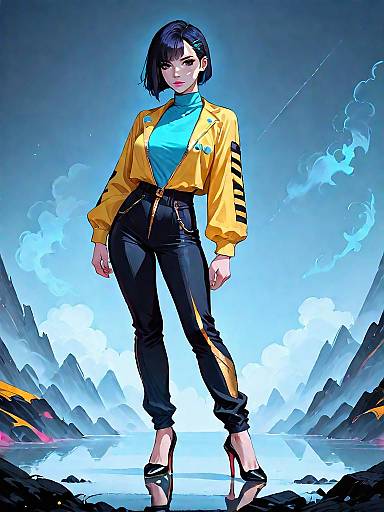 Stylish Woman in Futuristic Fashion Outfit