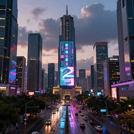 Seamless Futuristic Cityscape at Dusk