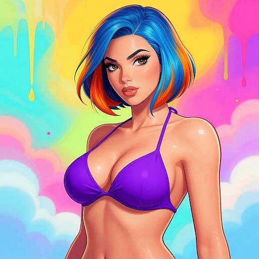 Vibrant Pop Art Woman Illustration