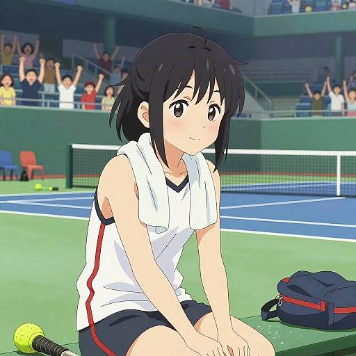 Cute Anime Tennis Girl Resting