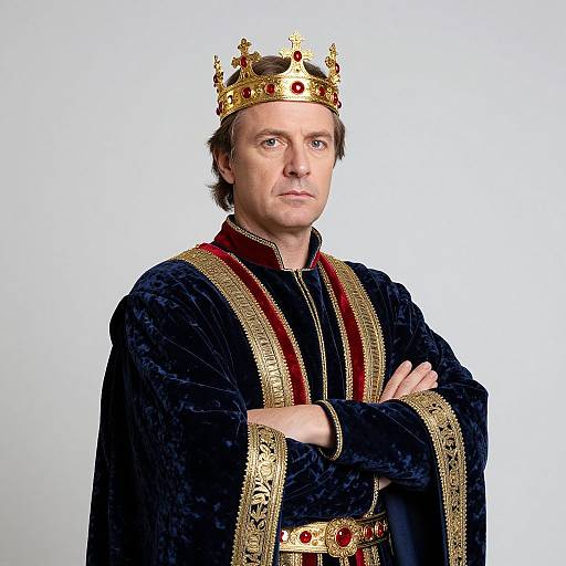 Regal Middle-Aged Man in Ornate Crown