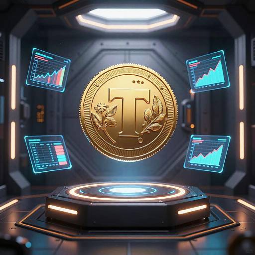 Troncoin Emblem in Neon Vault