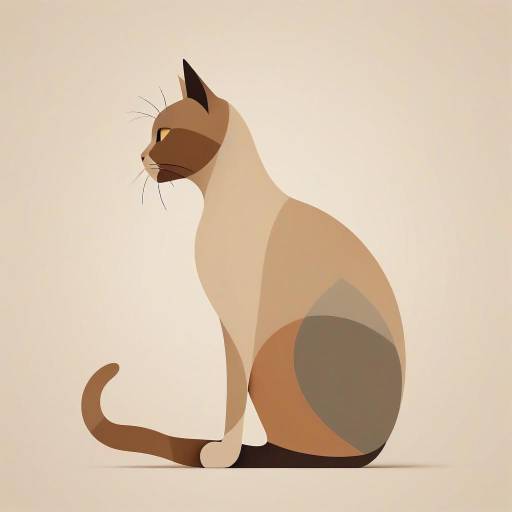 Minimalist Cat Profile in Earth Tones