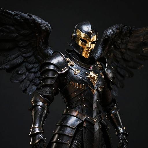 Gilded Fallen Angel in Black Armor