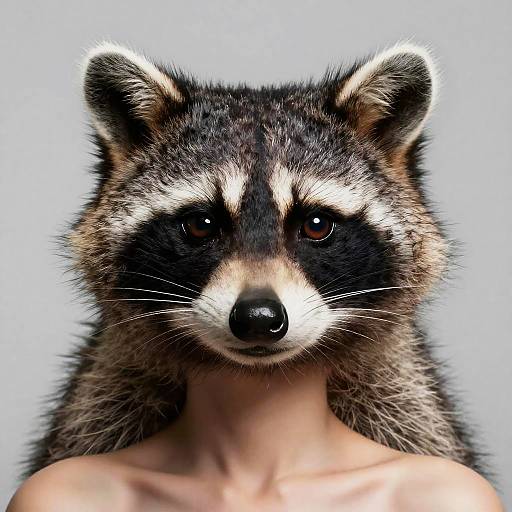Symmetrical Raccoon-Human Hybrid Portrait