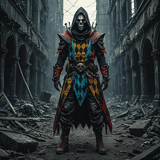 Apocalyptic Harlequin Cultist in Ruined City