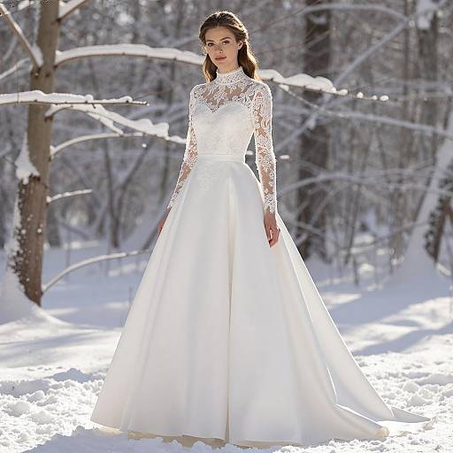 Elegant Winter Wedding Dress in Snow
