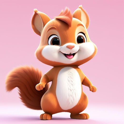 Playful Kawaii Squirrel in 3D Animation Playful Kawaii Squirrel in 3D Animation