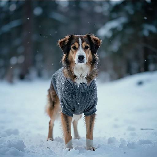 Cinematic Snowy Hunter Dog Scene