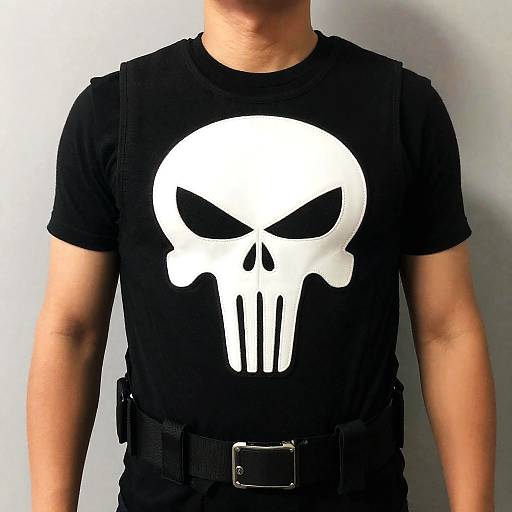 Man Wearing Punisher Skull Vest