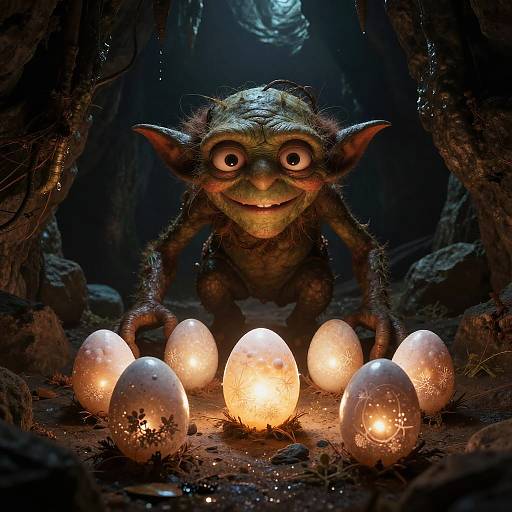 Gollum Guarding Mystical Eggs