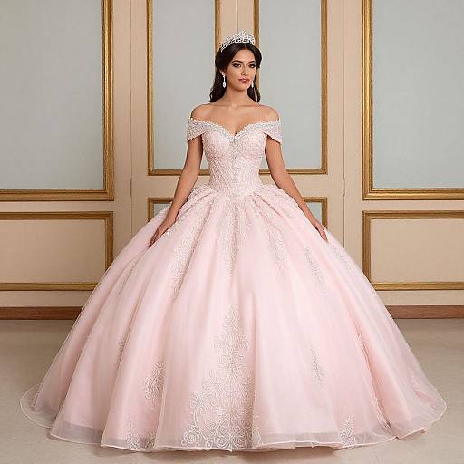 Elegant Pink Quinceañera Gown Portrait