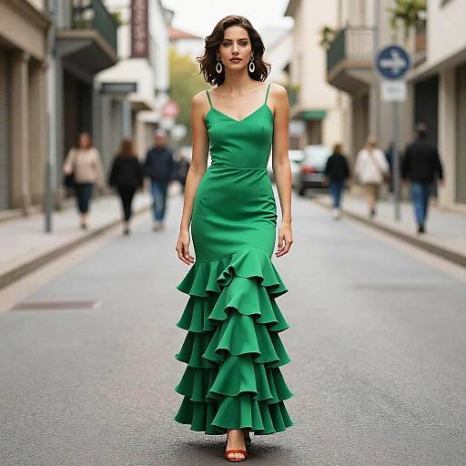 Woman in Green Flamenco Dress