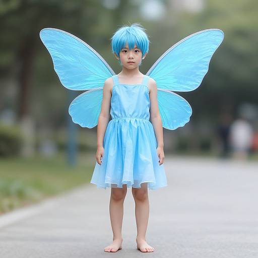 Blue Fairy Boy in Wings Costume